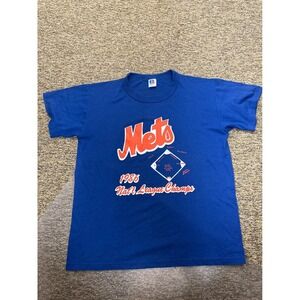 Vintage 1986 New York Mets NL Champions T-Shirt Russell Athletic Made USA Mens L